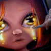 Illustration numérique d’un visage avec des larmes lumineuses, réalisée sur tablette dans le cours Dessiner les émotions
